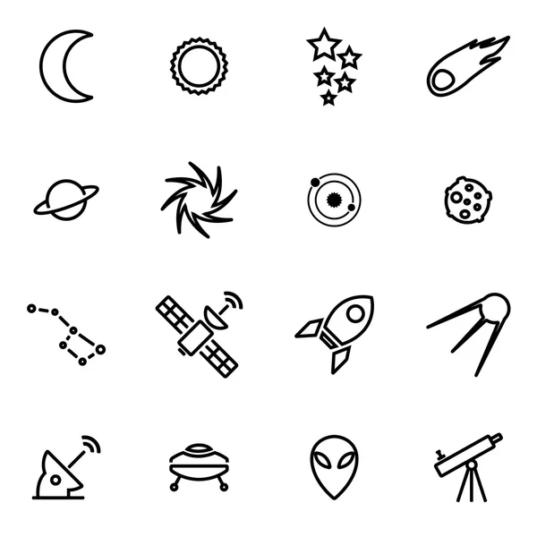 Vector illustration of thin line icons - space — Stock Vector