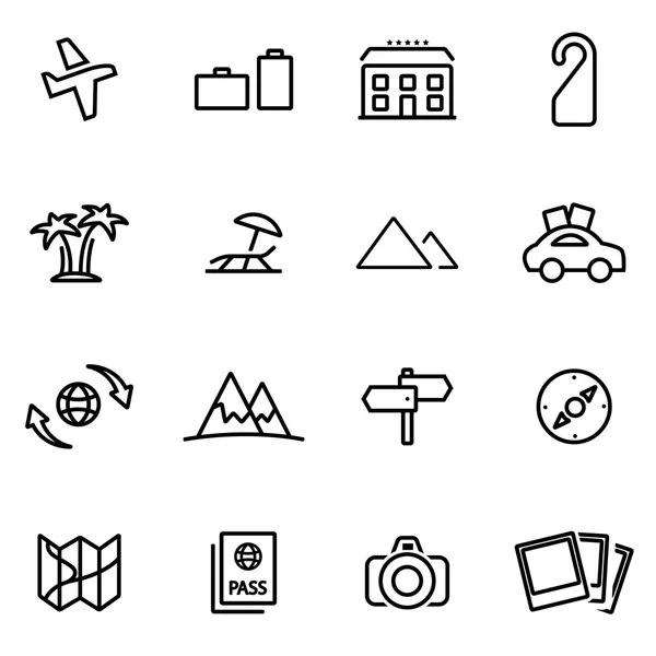 Vectorillustratie van dunne lijn icons - reizen — Stockvector