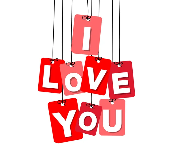 Vector colorful hanging cardboard. Tags - i love you — Stock Vector