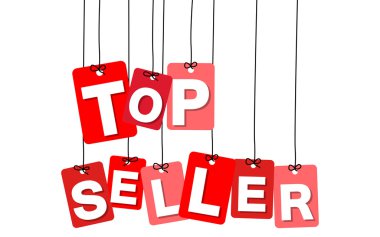 Vektör renkli karton asılı. Etiketler - üst satıcı