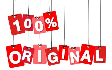 Vektör renkli karton asılı. Etiketler - yüzde 100 orijinal