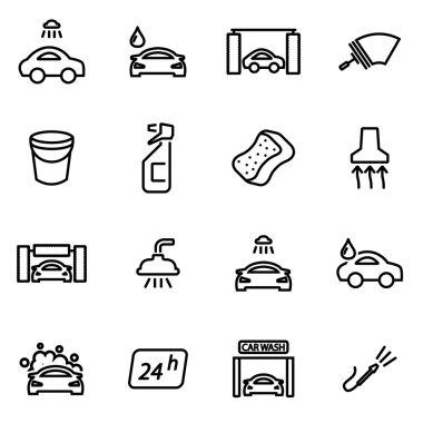 Vektör hat Oto yıkama Icon set