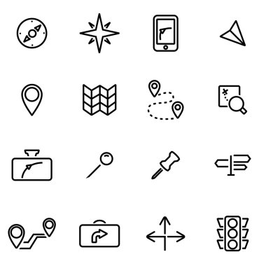 Vektör çizgi gezinti Icon set