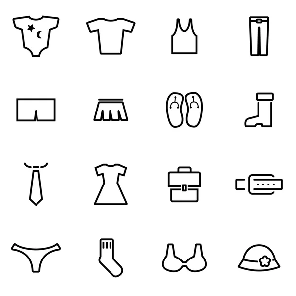 Línea vectorial conjunto de iconos de ropa — Vector de stock