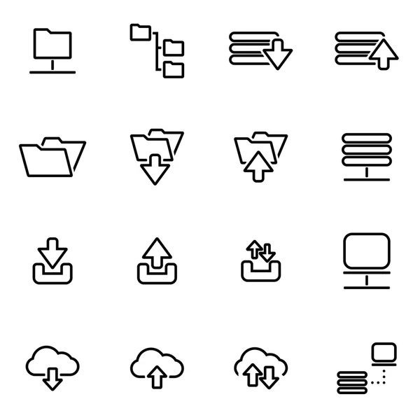 Línea vectorial ftp icono conjunto — Vector de stock