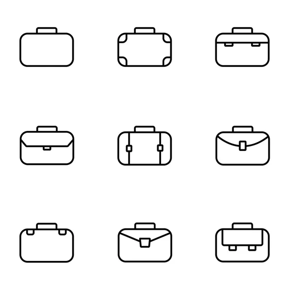 Set de iconos de maletín de línea vectorial — Archivo Imágenes Vectoriales