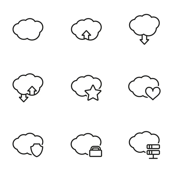 Wektor linii chmura ikona zestaw — Wektor stockowy