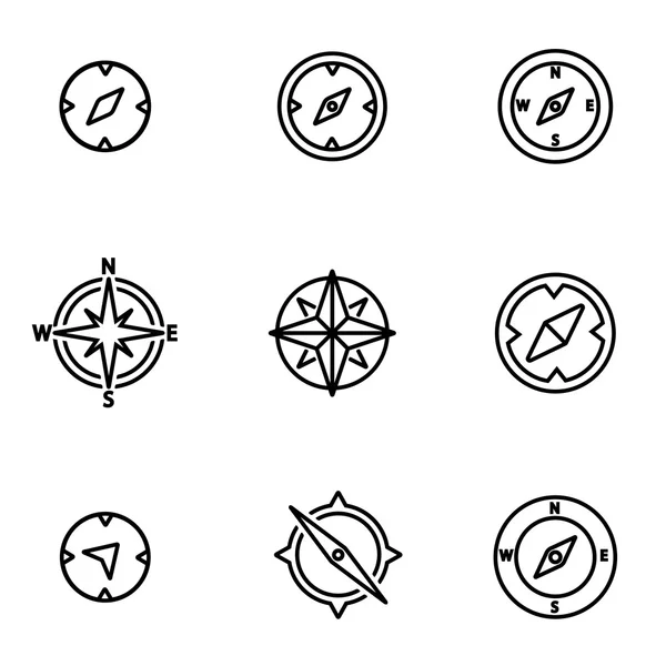 Vector line compass icon set — Stock Vector