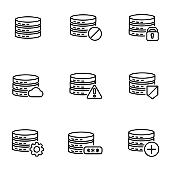 Conjunto de icono de base de datos de línea vectorial — Archivo Imágenes Vectoriales