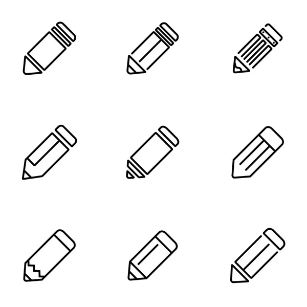 Conjunto de iconos de lápiz de línea vectorial — Vector de stock