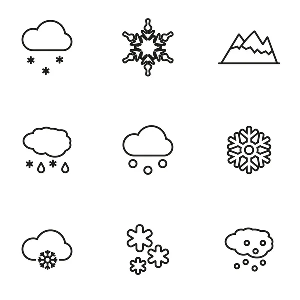 Vector line snow icon set — Stock Vector