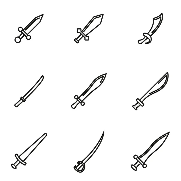 Zestaw ikon miecz linii wektor — Wektor stockowy