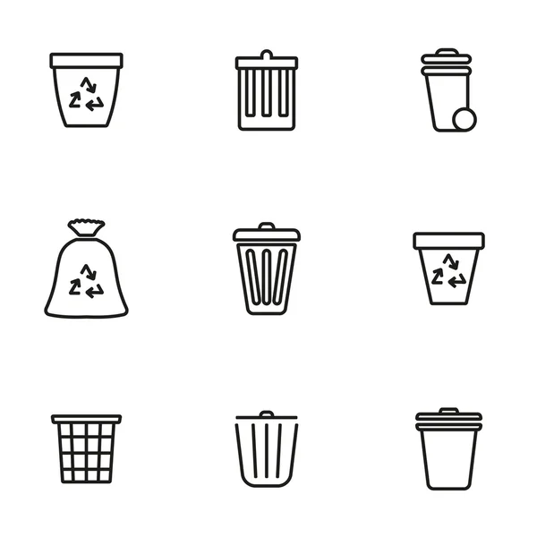 Vector line trash can icon set — Stockvector