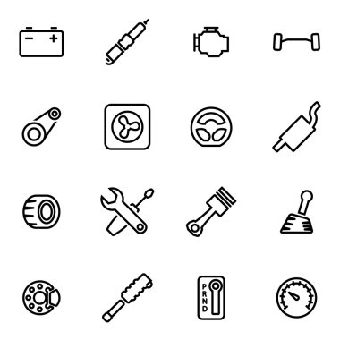Vektör hat araba parçaları Icon set