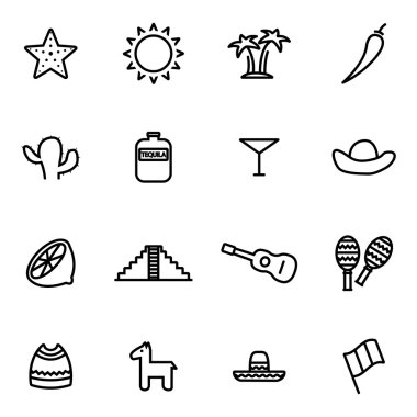 Vektör hat Meksika Icon set