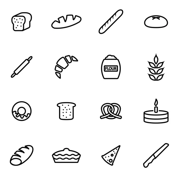 Conjunto de iconos de panadería de línea vectorial — Vector de stock