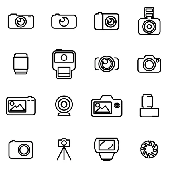 Vector line photo icon set — Stock Vector