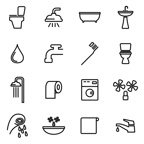 Conjunto de ícones de banheiro linha vetorial — Vetor de Stock