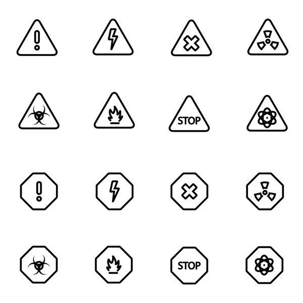 Vector line danger icon set — Stock Vector