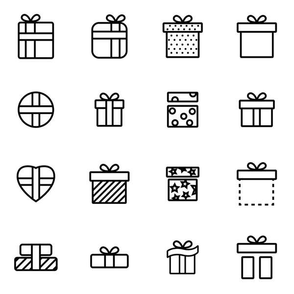 Set di icone regalo linea vettoriale — Vettoriale Stock