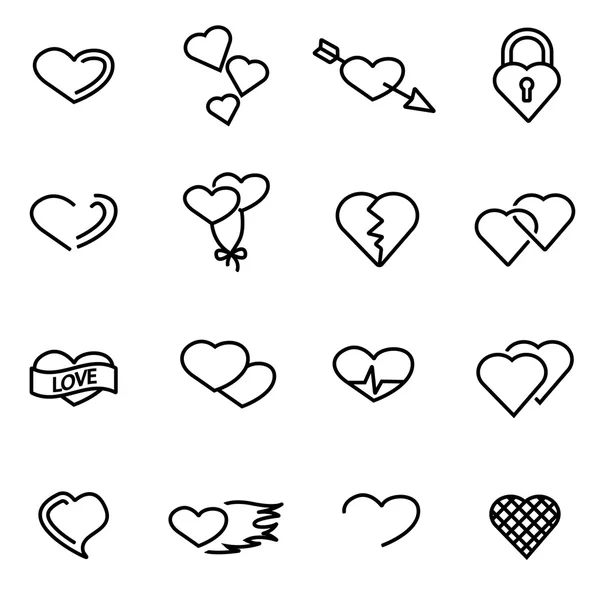 Vector línea corazón icono conjunto — Archivo Imágenes Vectoriales