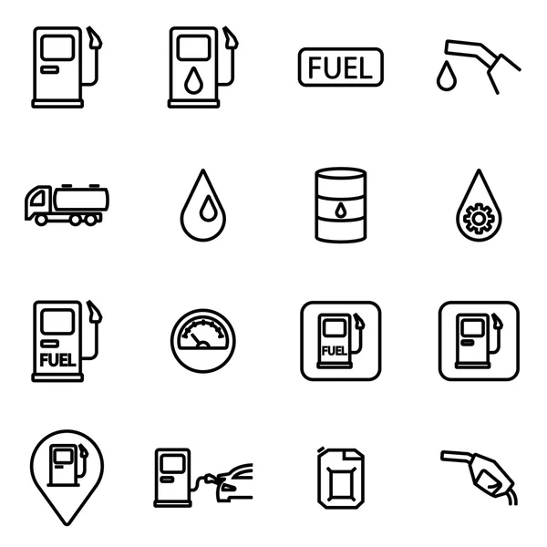 Vector line gas station icon set — Stock Vector