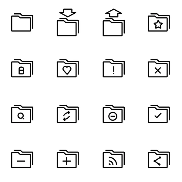 Vector line folder icon set — Stock Vector