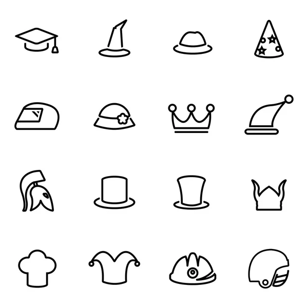 Набор значков векторной линии и шляпы — стоковый вектор