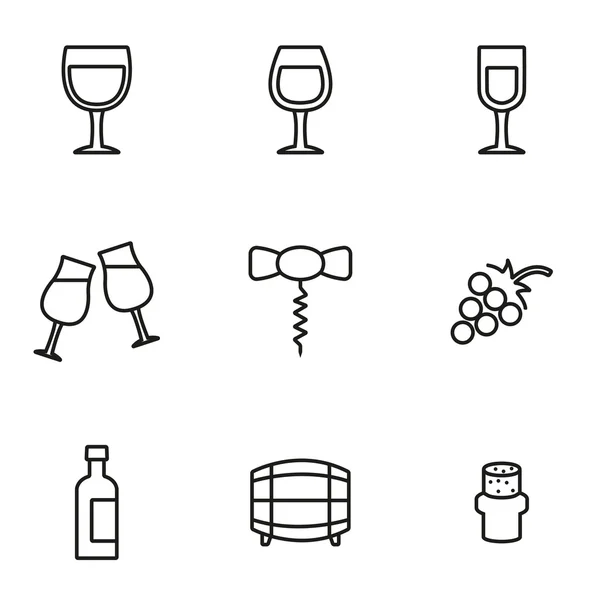 Vector lijn wijn pictogramserie — Stockvector