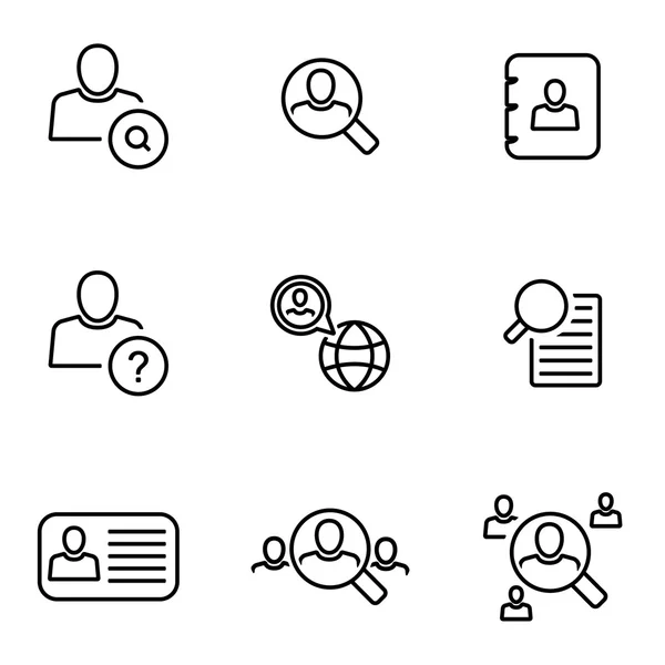 Vector line people search icon set — Stock Vector