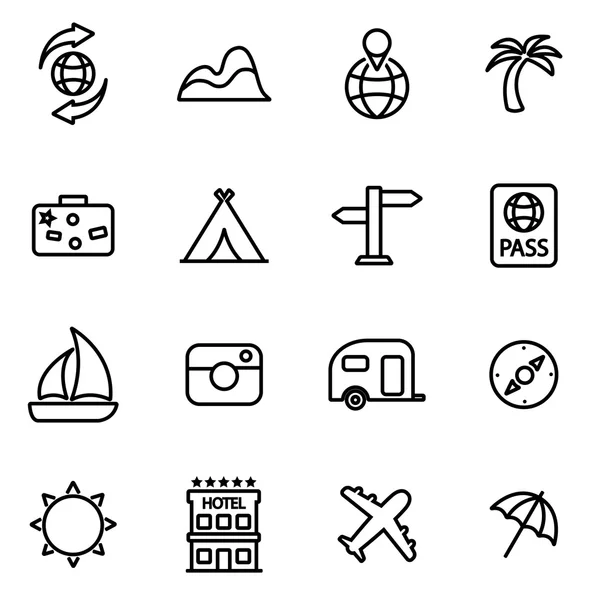 Ensemble d'icônes de voyage en ligne vectorielle — Image vectorielle