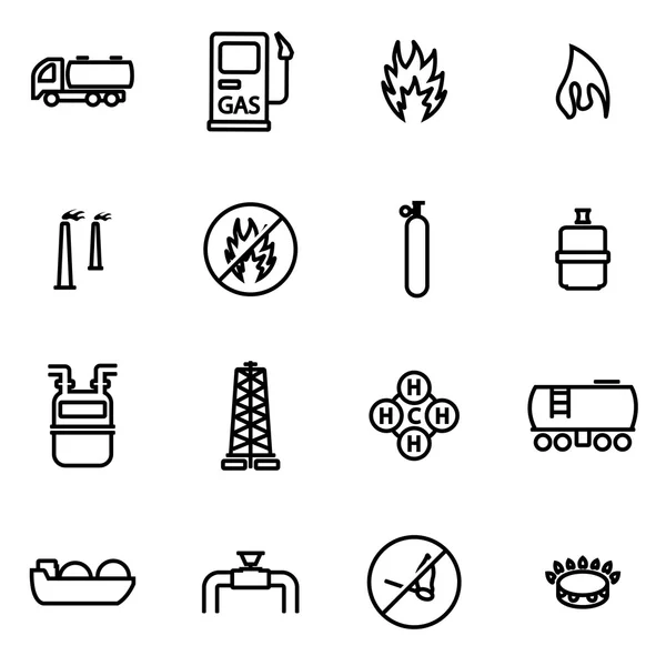 Vector line natural gas icon set — Stock Vector