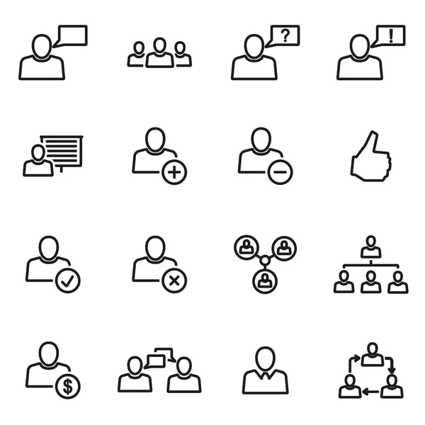 Línea vectorial conjunto de iconos de personas de oficina — Archivo Imágenes Vectoriales