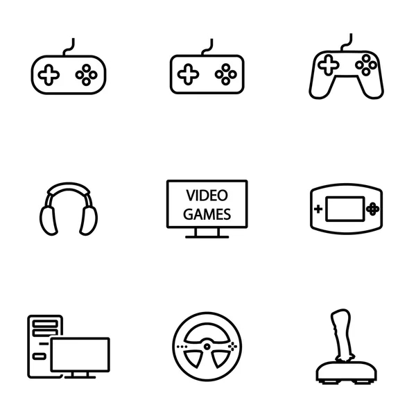 Vector line video games icon set — Stock Vector