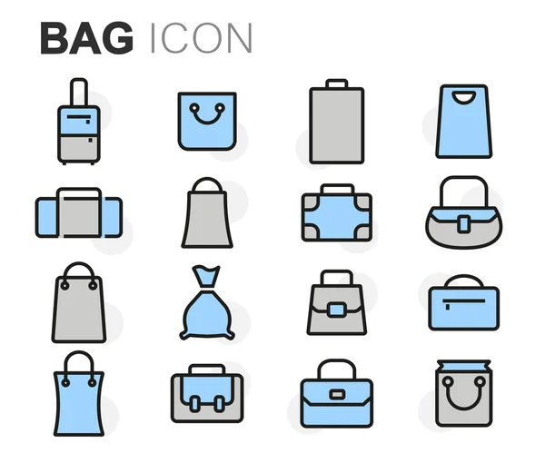 Vektör siyah çizgi çanta Icons set — Stok Vektör