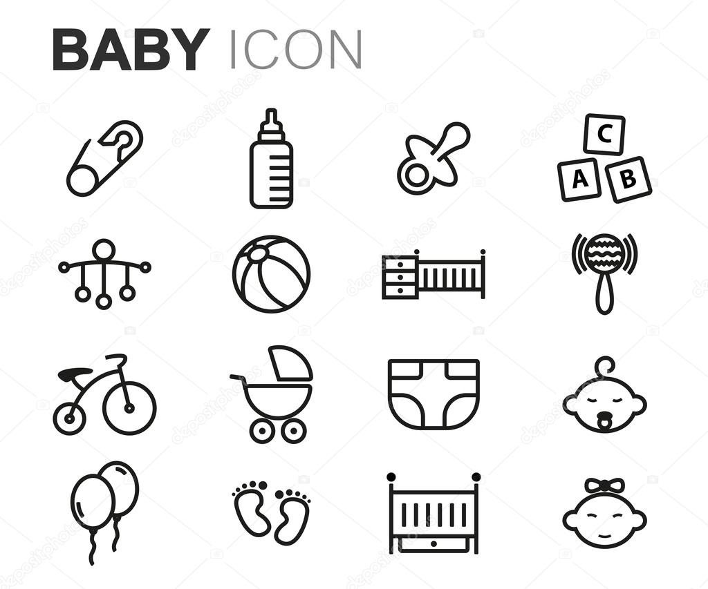 Vector Black Line Baby Icons Set Stock Vector Image By C Skarin1 Vector Black Line Baby Icons Set Stock Vector Image By C Skarin1