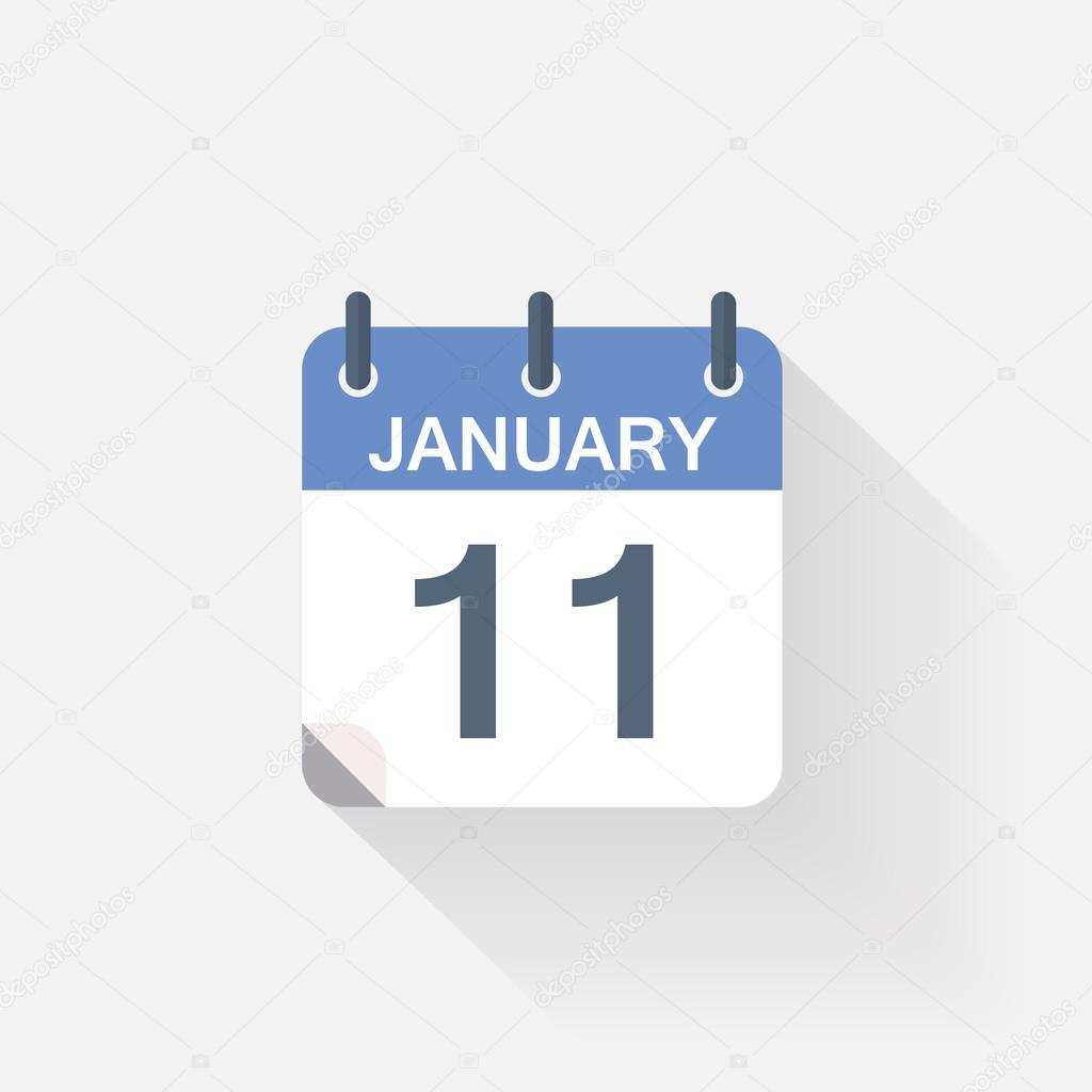 1 月11 日日历图标在灰色的背景上 图库矢量图像 C Skarin1
