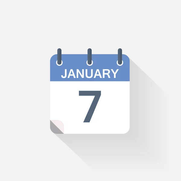 Het pictogram van de kalender van de 7 januari op grijze achtergrond — Stockvector