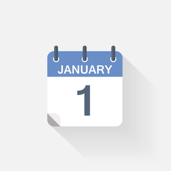 Het pictogram van de kalender van de 1 januari op grijze achtergrond — Stockvector