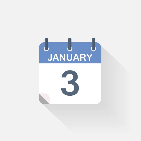 3 gennaio icona del calendario — Vettoriale Stock