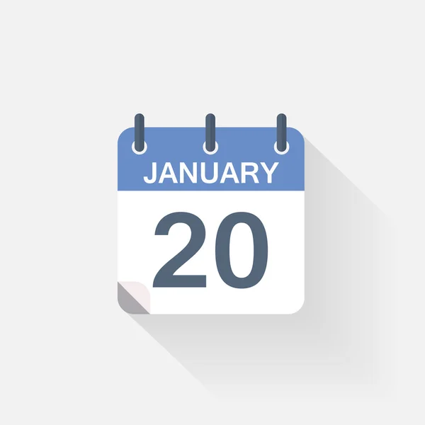 Het pictogram van de kalender van 20 januari — Stockvector