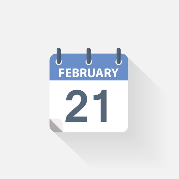 Február 21-i naptár ikonra — Stock Vector