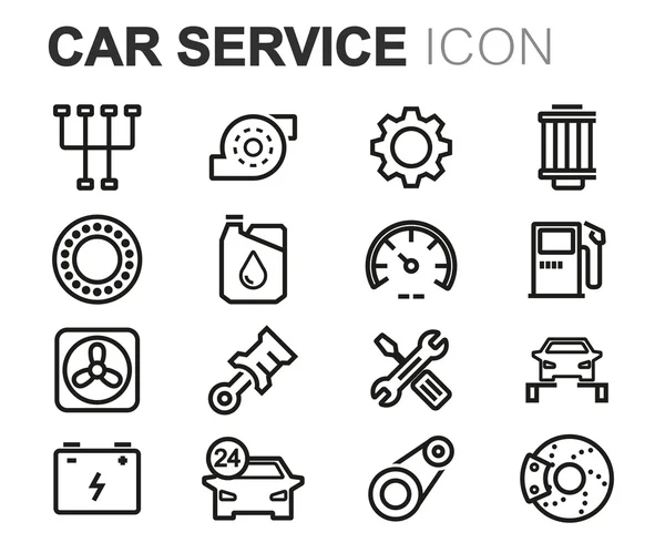 Ensemble d'icônes de service de voiture de ligne noire vectorielle — Image vectorielle