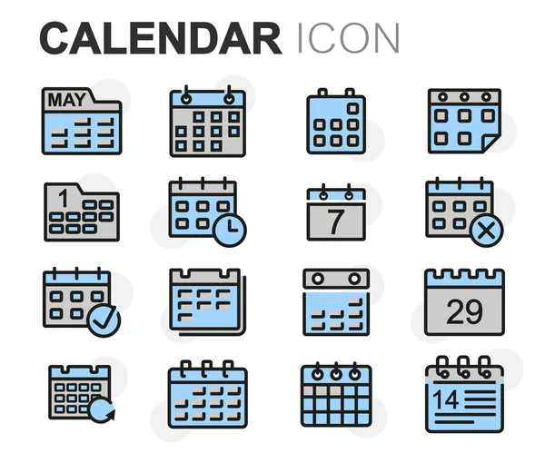 Vector flat line calendar icons set — Stock Vector