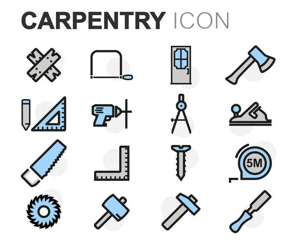 矢量扁线木工图标集 — 图库矢量图片