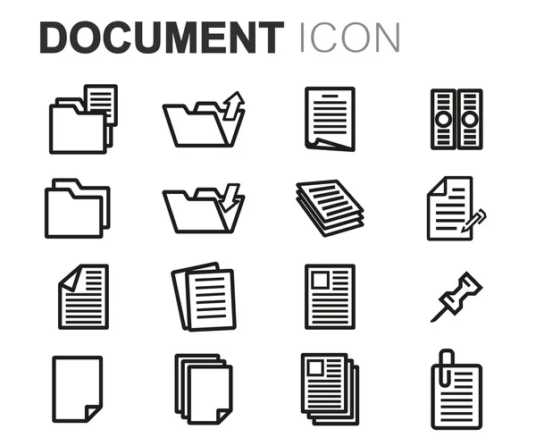 Vektör siyah çizgi belge Icons set — Stok Vektör