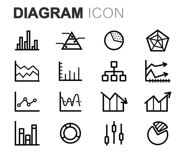 Vector black line diagram icons set — Stock Vector