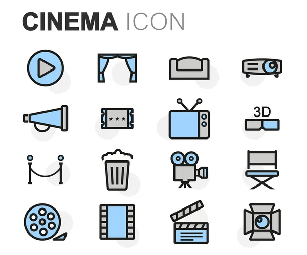 Vektor lapos line cinema ikonok beállítása — Stock Vector
