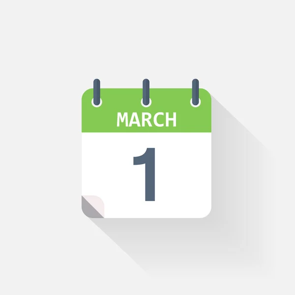 1 mars icône du calendrier sur — Image vectorielle