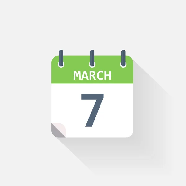 Március 7-én naptár ikonra — Stock Vector